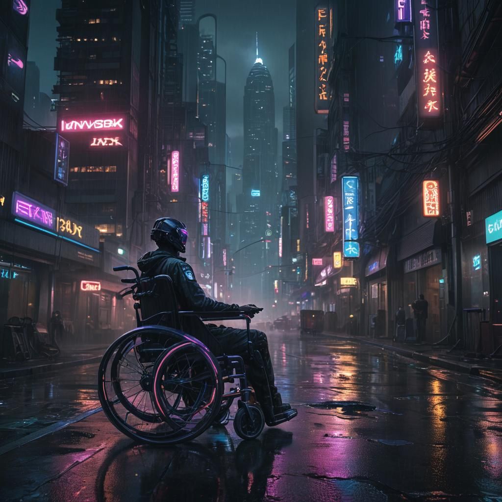 Futuristic Cyberpunk Cityscape with Accessible Design
