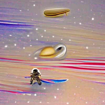 Astronaut on Saturn Gazing at Rings
