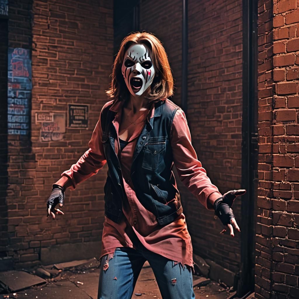 Desperate Fight in Memphis Back Alley at Night