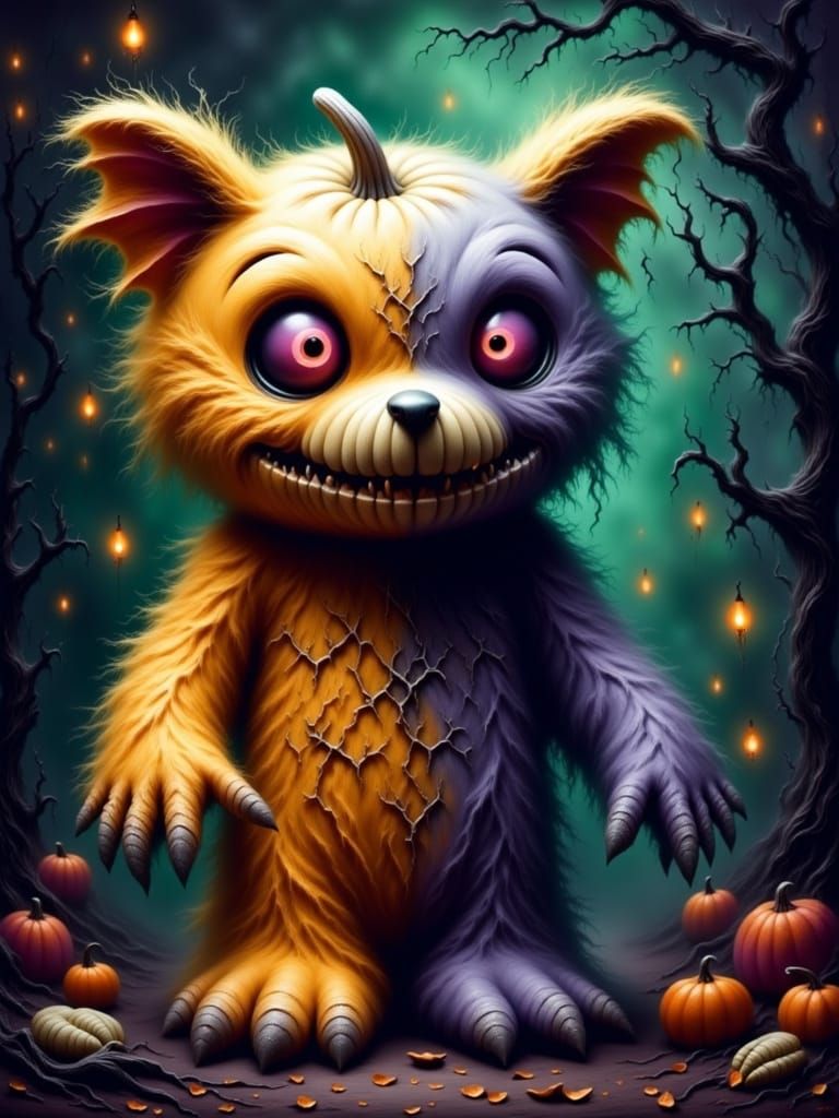 Evil Stuffed Animal in Abstract Complementary Colors