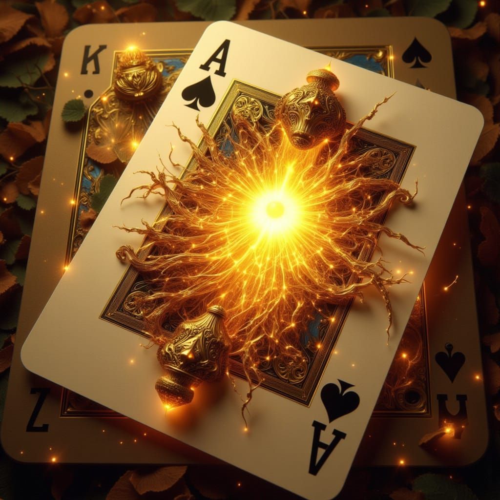 Golden Sun Rising from an Arcane Playing Card