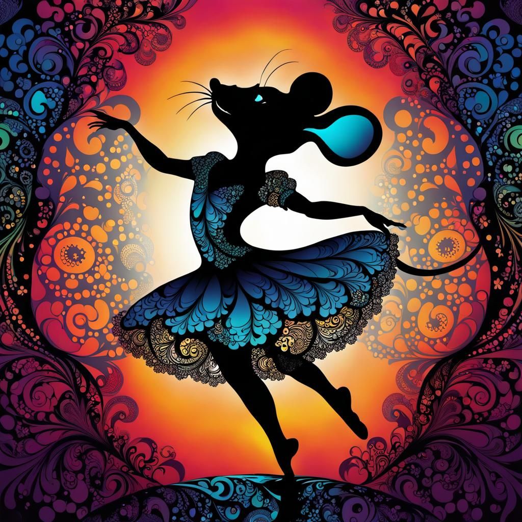 Mouse Ballet Dancer in Filigree Silhouette