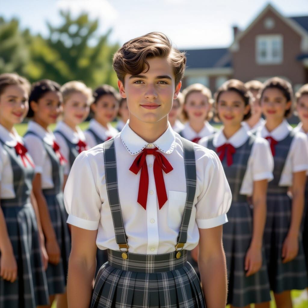 Young Man in Tartan Dress, Cinematic Film Still