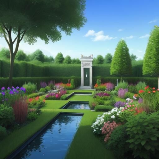 Serene Water Garden Landscape
