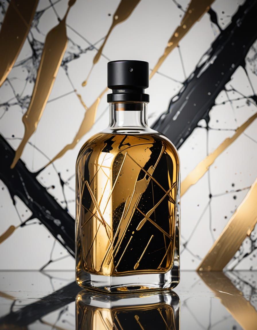 Minimalist Glass Bottle with Geometric Patterns