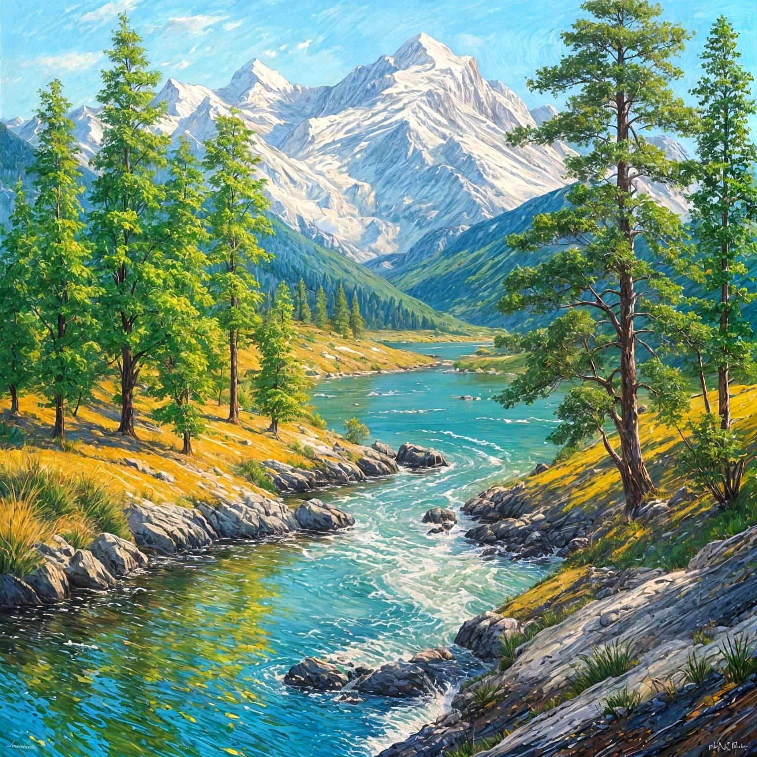 Masterful Landscape Painting with Expressive Brushstrokes