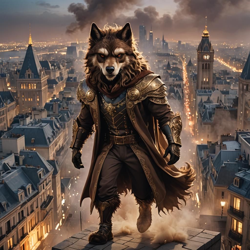 Mystical Soldier in Canine Mask: Hyperrealistic Portrait