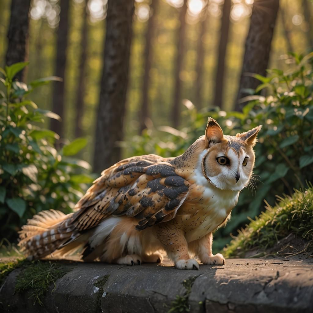 Cat with Owl Face in Professional Photo