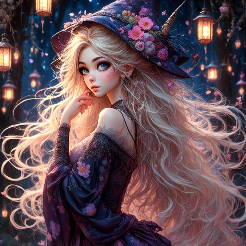 Enchanted Forest Witch with Magic Lanterns