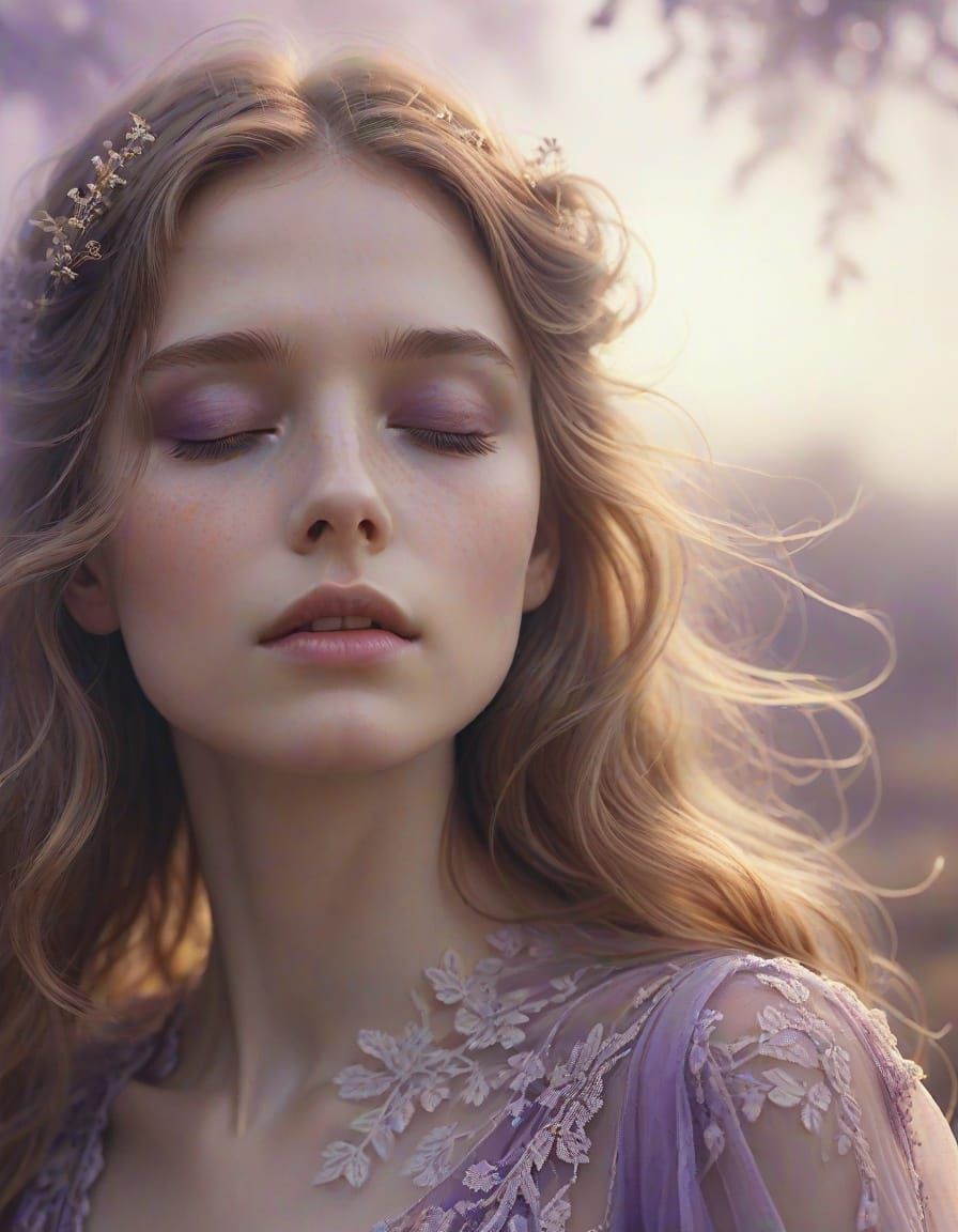 Surreal Woman in Dreamlike Ethereal Moment