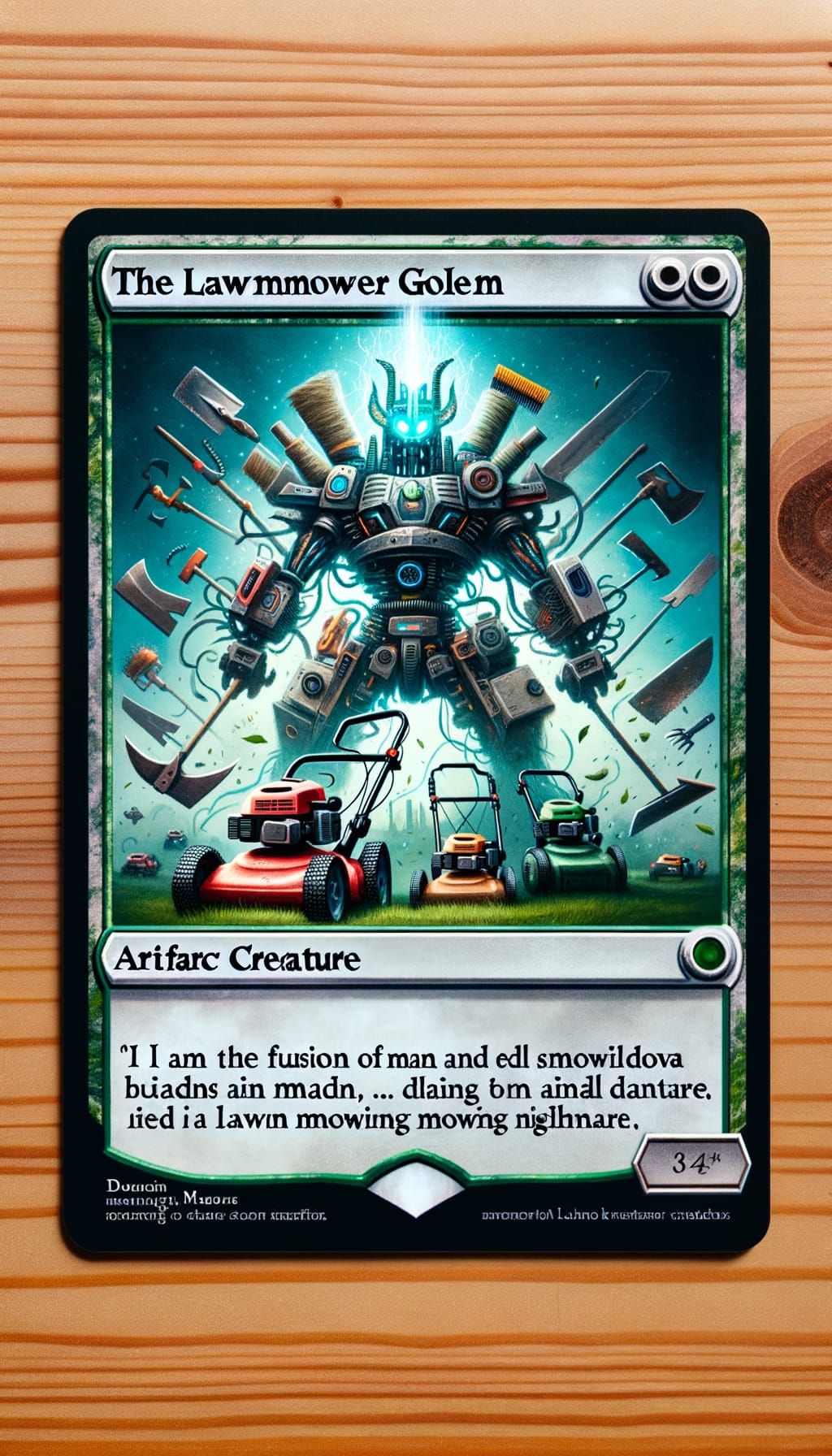 Lawnmower Golem: Artifact Creature Card