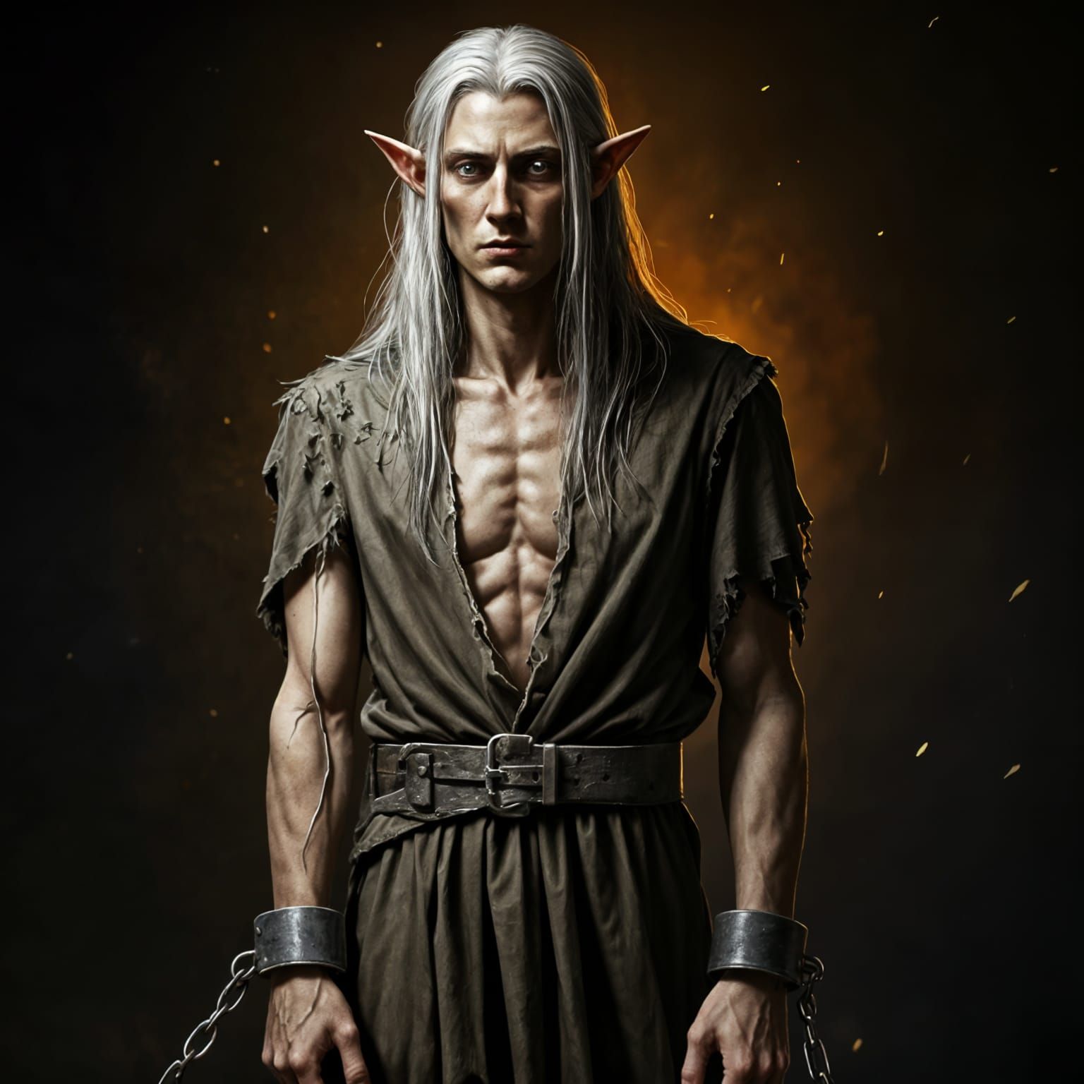 Elf Slave Miner with Silver Hair
