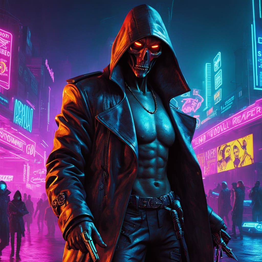 Grim Reaper Raps in Neon Cyberpunk 2099