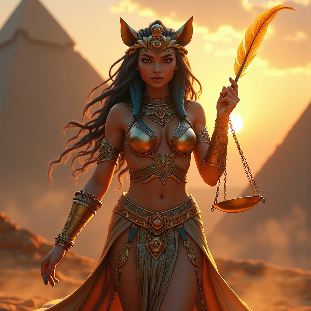 Egyptian Goddess Sekhmet Reigns Supreme Over Pyramids in Maj...