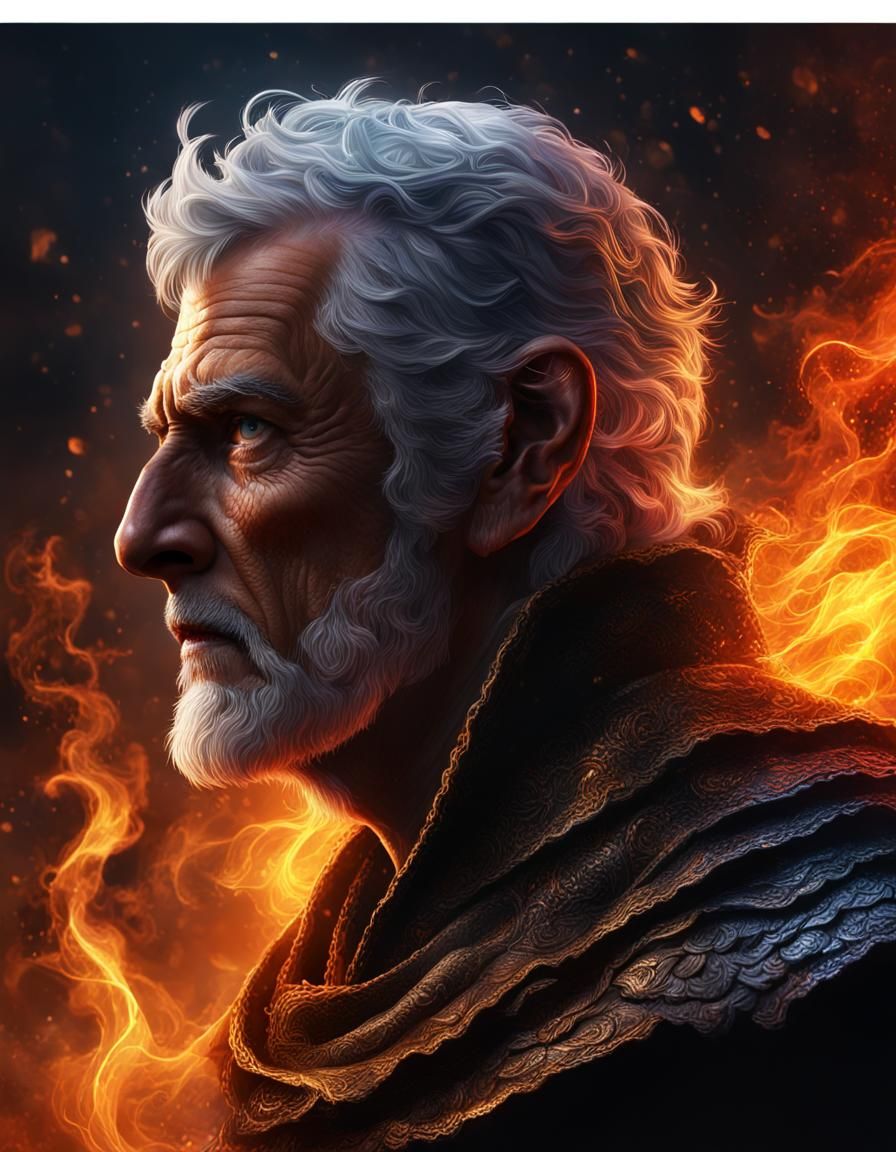 Merlin's Dark Fire Magic: Hyperrealistic Concept Art