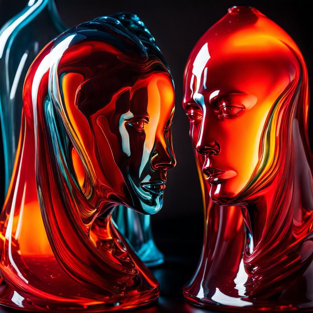 Blown Glass Double Exposure Art: Human Condition