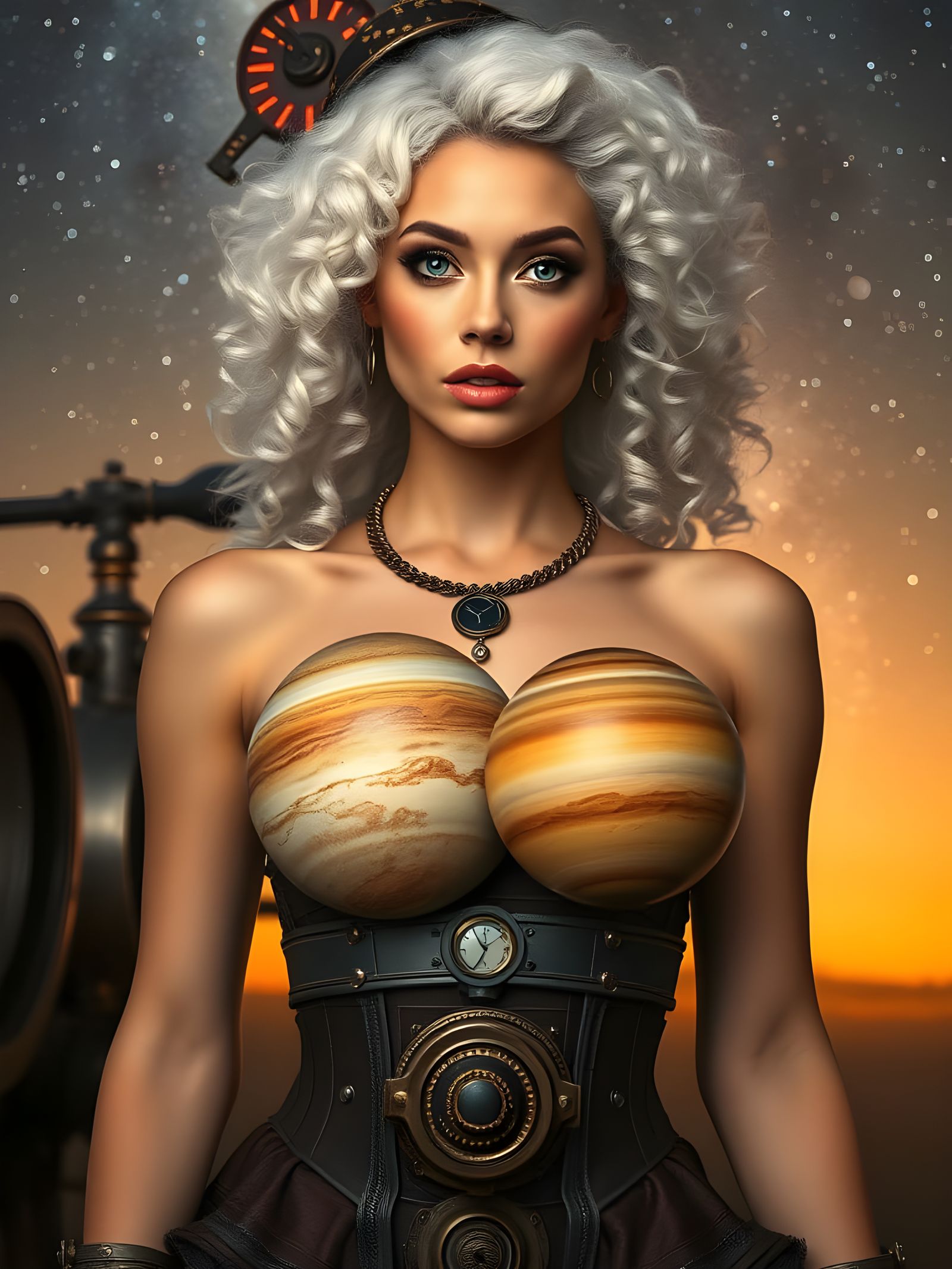 Planets Goddess Steampunk Engine