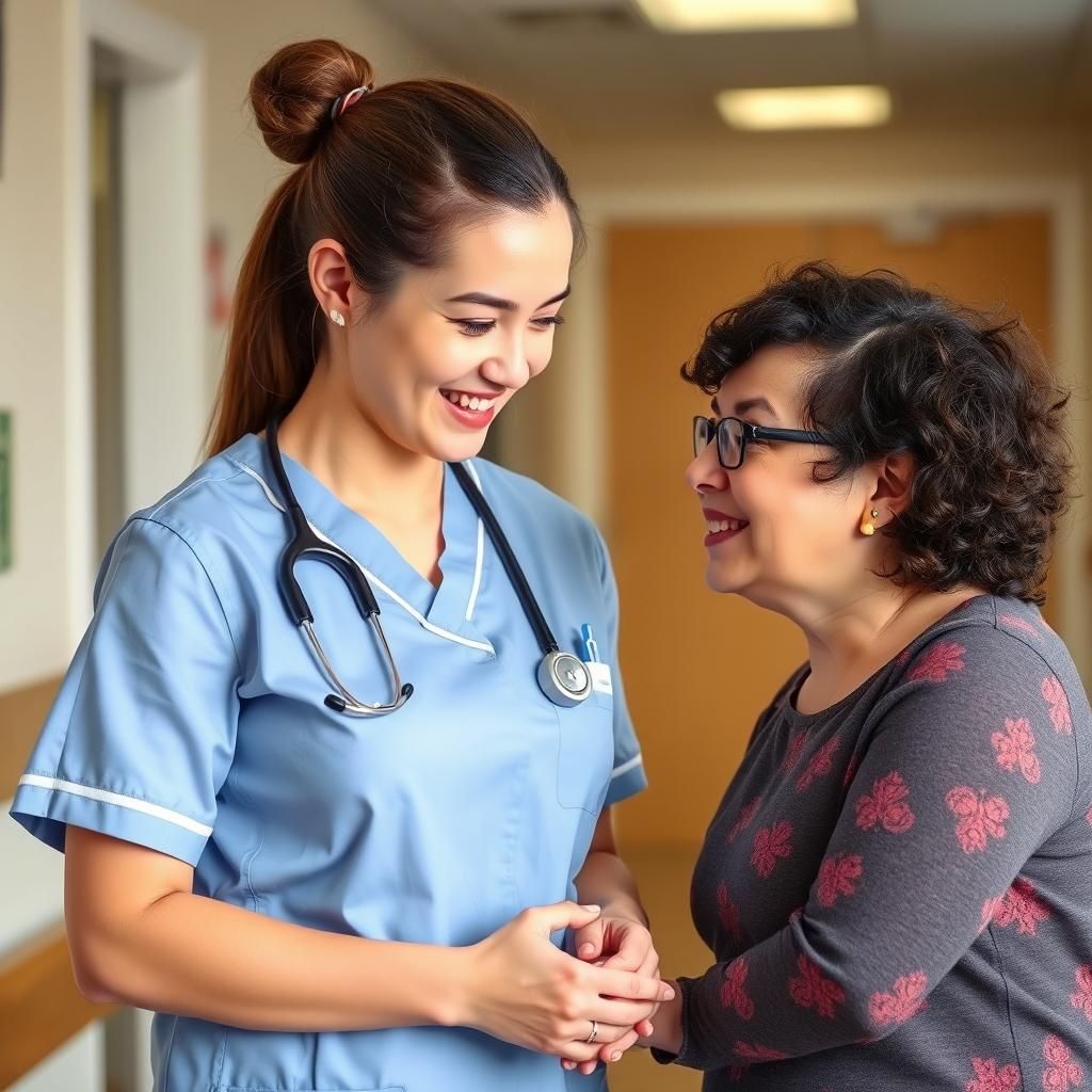 Nurse Holding Hands With Person With Down Syndrome