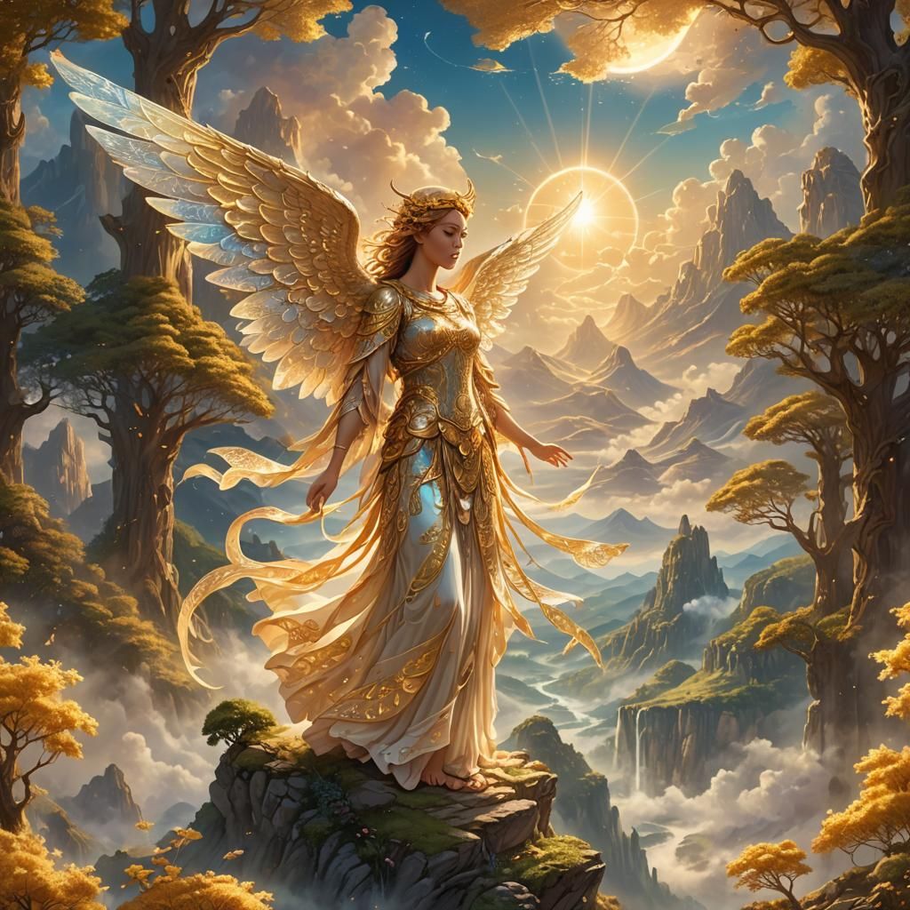 Heavenly Realm: Golden Light and Radiant Beings