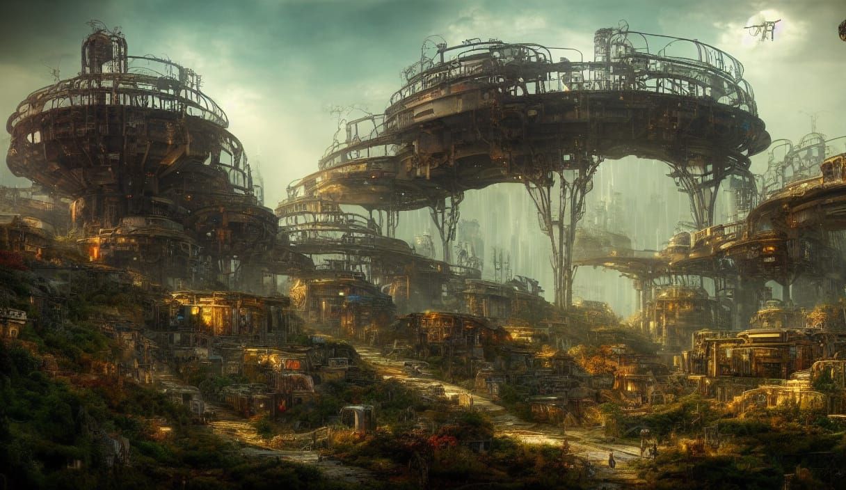 Epic Dieselpunk Palace Overlooking Desolate Wasteland
