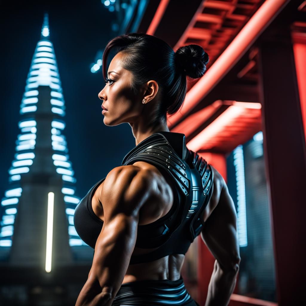 Sci-Fi Samurai Bodybuilder in Graffiti Art Style