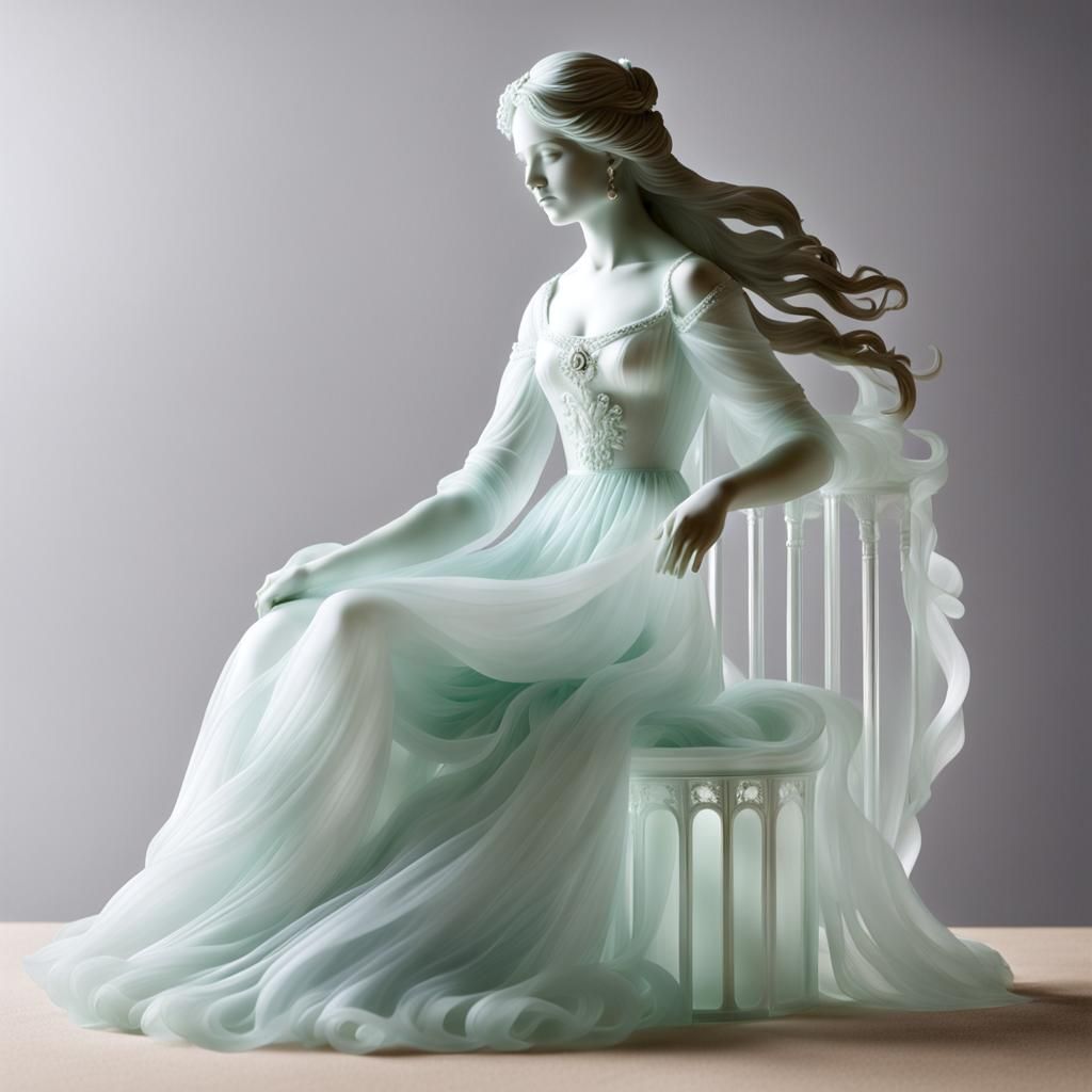 Frosted Glass Sculpture of a Regency Woman