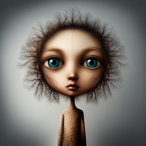 Surreal Girl in Twigs Artwork