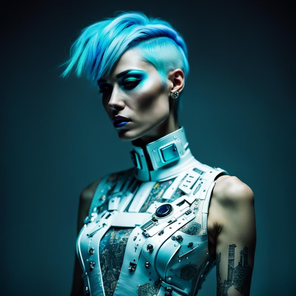 Cyberpunk Bride in Neon Grunge Style