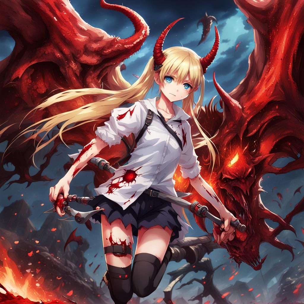Blond Demon Girl in Hell: Anime Style