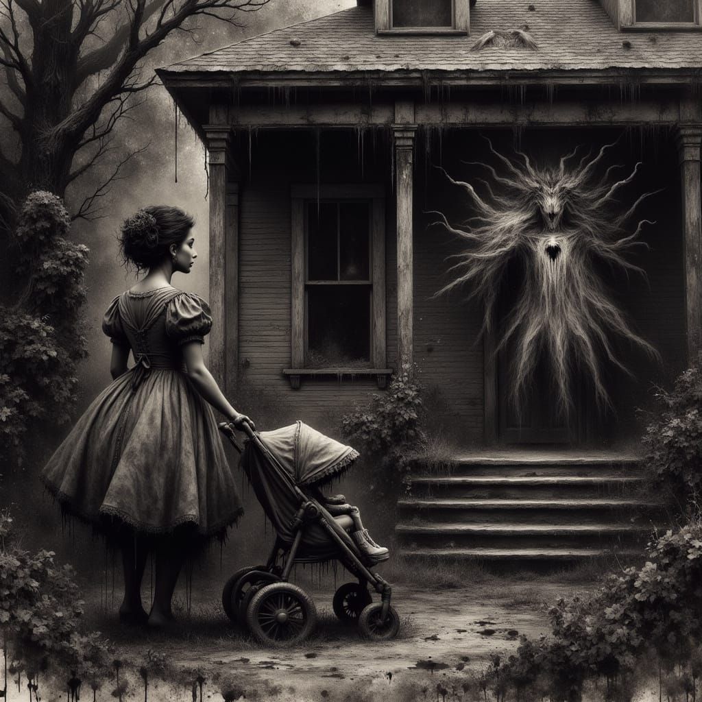 A Woman Faces Dark Presence in an Abandoned House