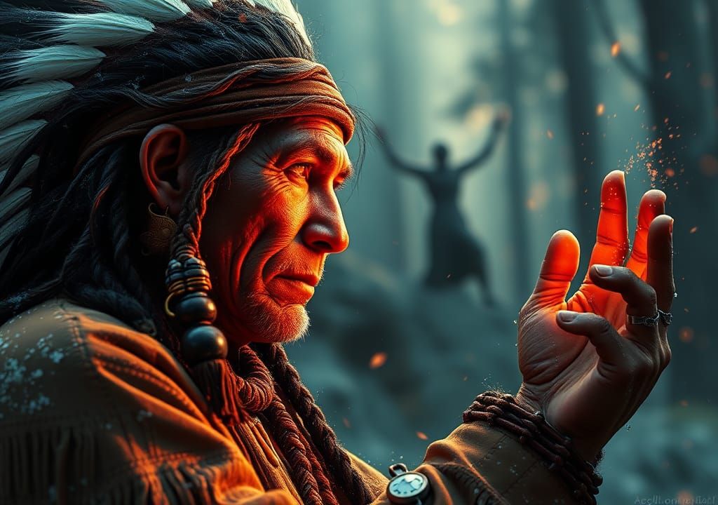 Native American Elder Teaches Grandchildren Animal Tracking