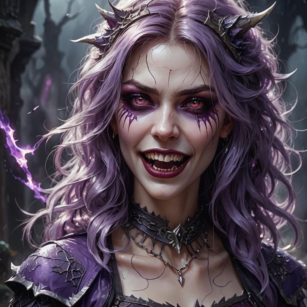 Vampire Girl Portrait in Art Deco Gothic Style