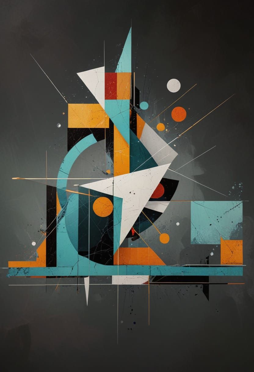 Moebius-Inspired Geometric Abstraction in Vibrant Colors
