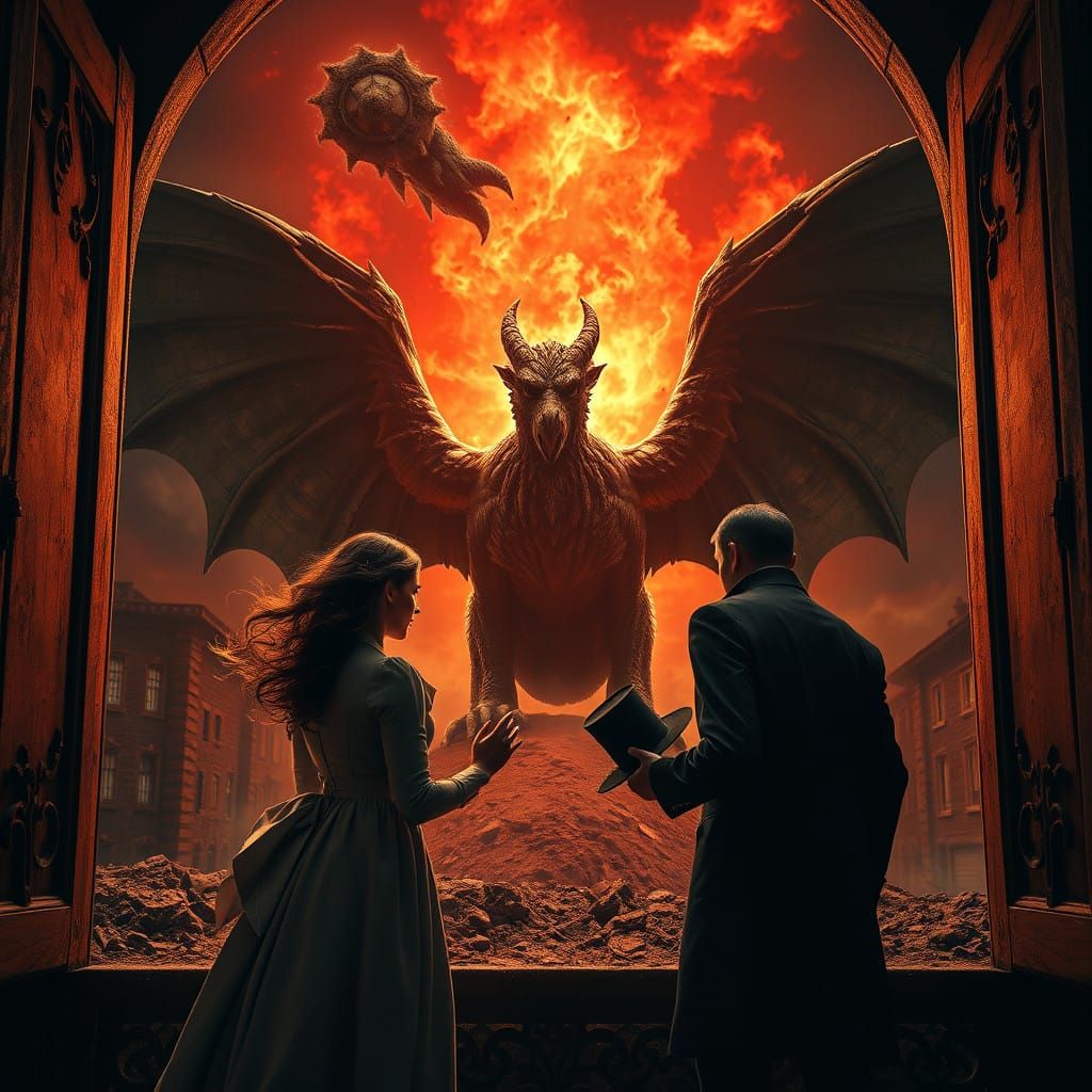 Gothic Gargoyle Emerges from the Shadows