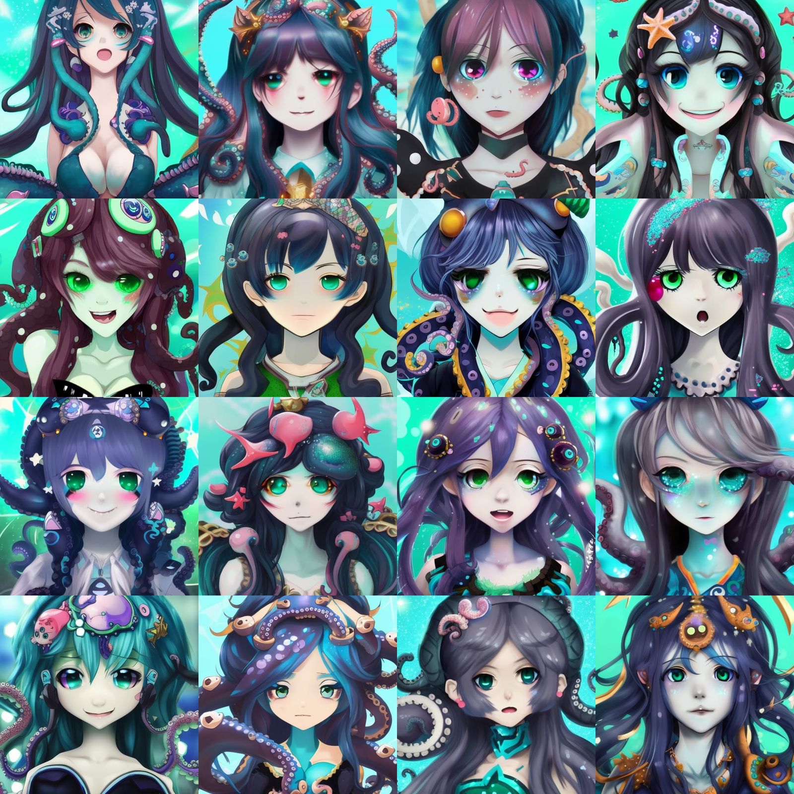 Blue-Skinned Gamer Girl with Octopus Hair