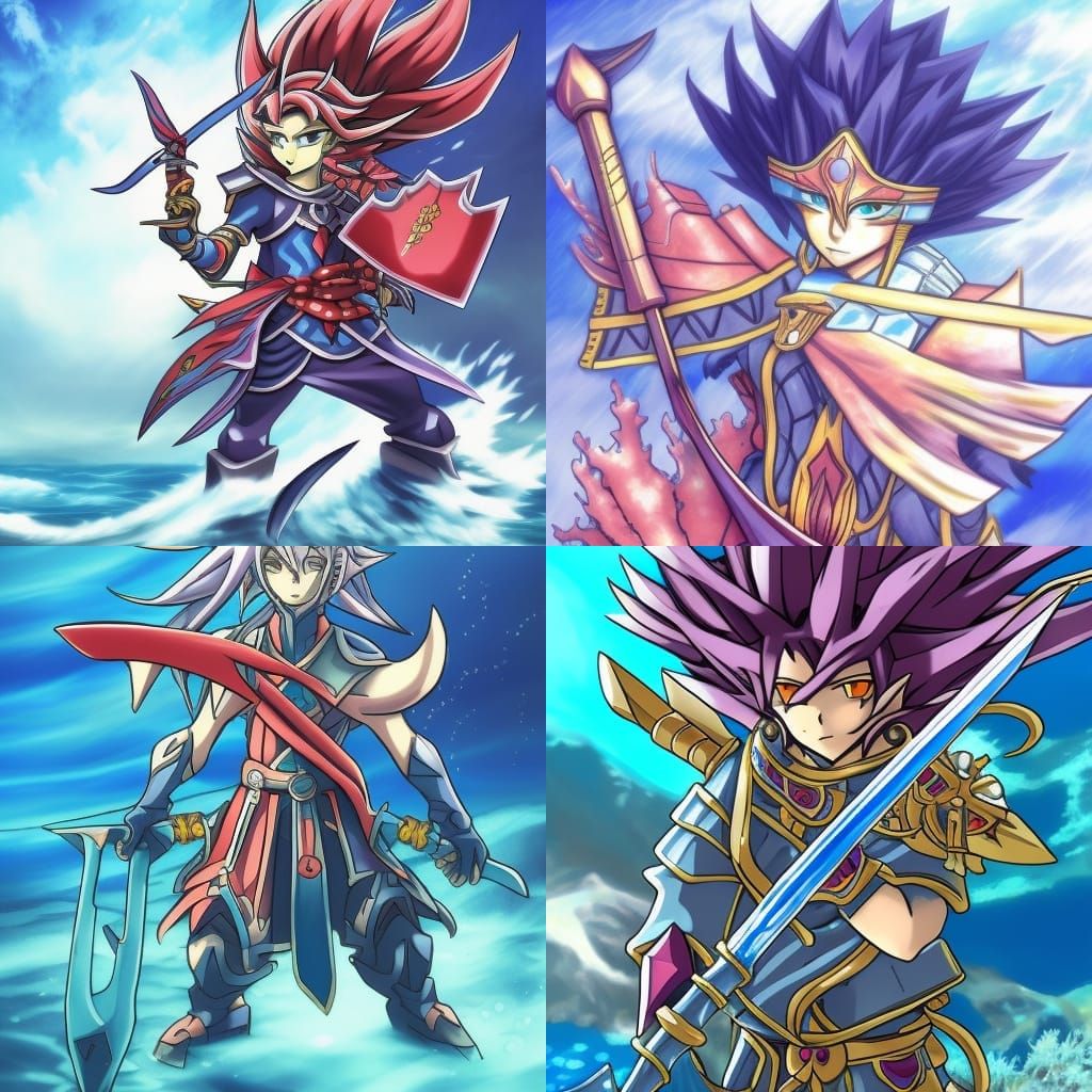 Underwater Knight with Coral Sword in Anime Style