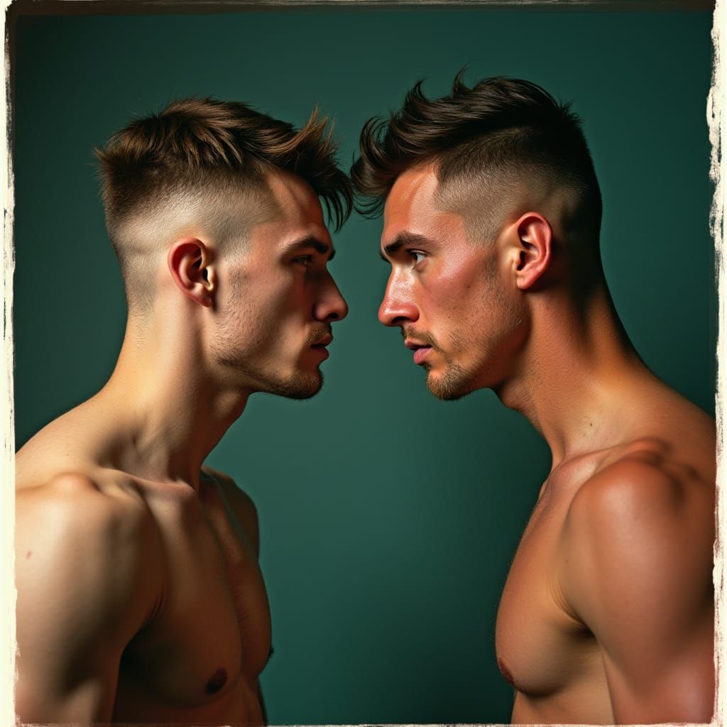 British Boxers Face Off in Polaroid Style Portrait
