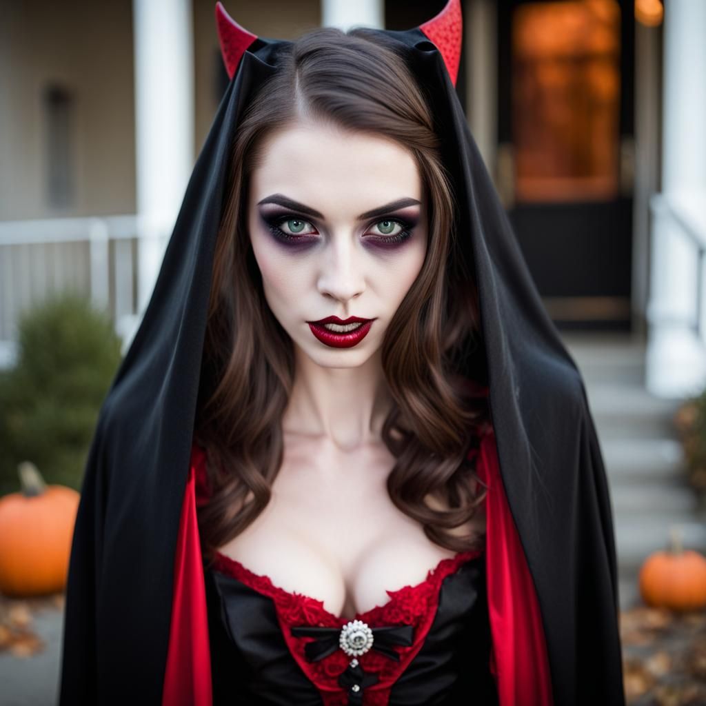 Woman in Vampire Costume for Halloween