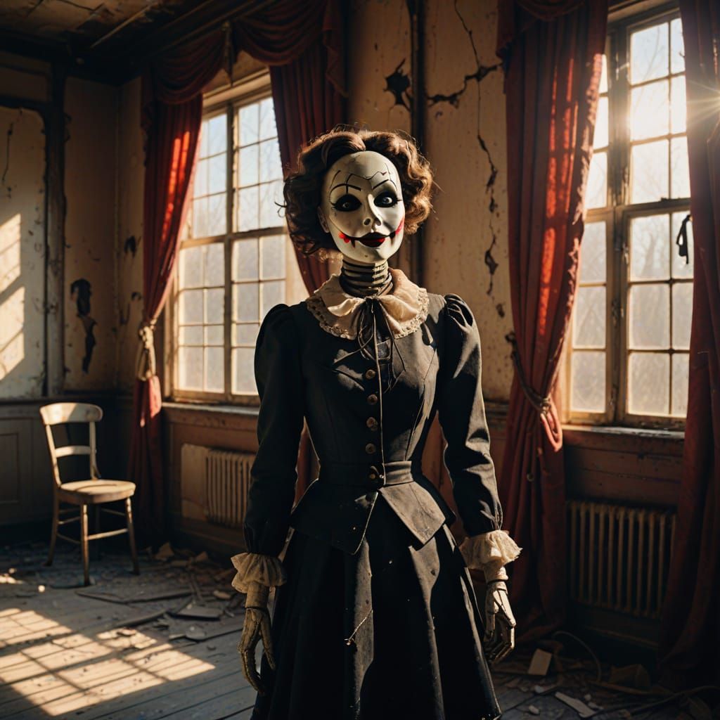 Creepy Showgirl Marionette in Abandoned Sanitorium