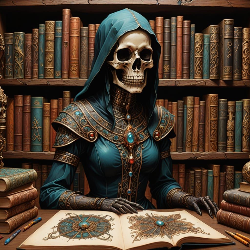 ancient archive with insanely detailed  papyrus scrolls and ...