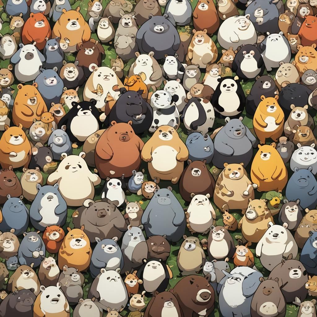 Zoo of Overweight Animals in Anime Style