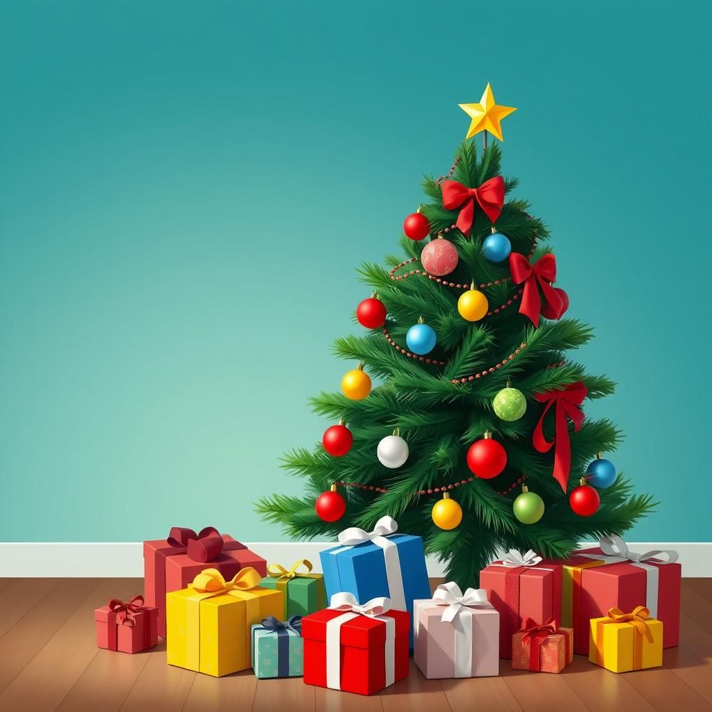 Festive Christmas Tree with Gifts Vector Graphic
