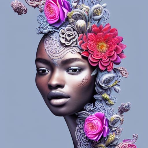 Floral Liquid Portrait in Triadic Color