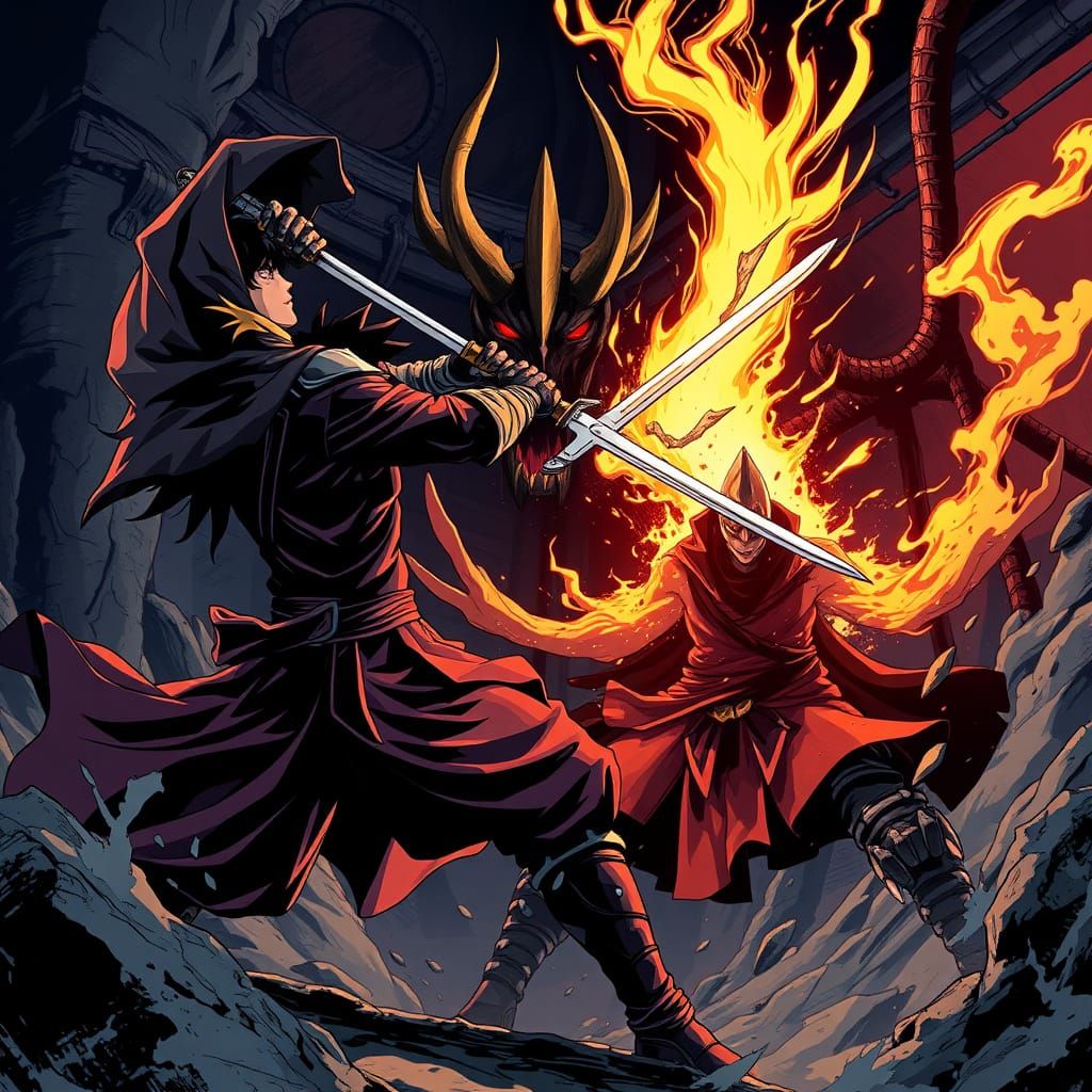 Guts Battles the Immortal Zot in a Dark, Vibrant Anime Duel