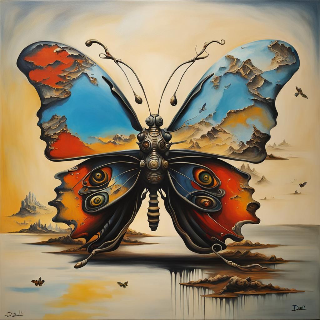 Surreal Samurai Butterfly in Dali Style