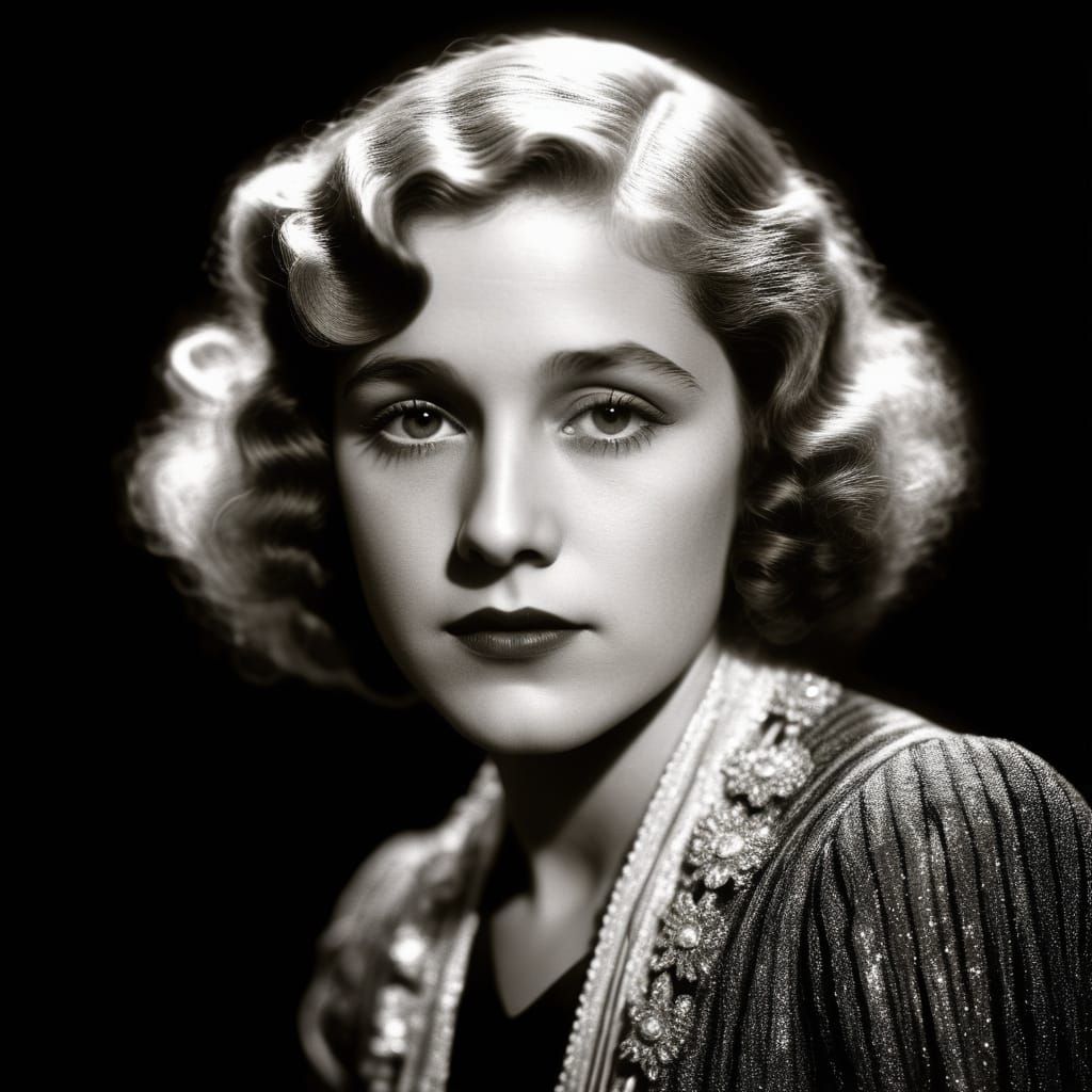Mary Pickford Portrait in 1920s Hollywood Glam Style
