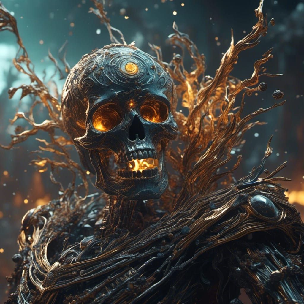 Apocalyptic Skeleton Ripping Out Heart: Fantasy Art