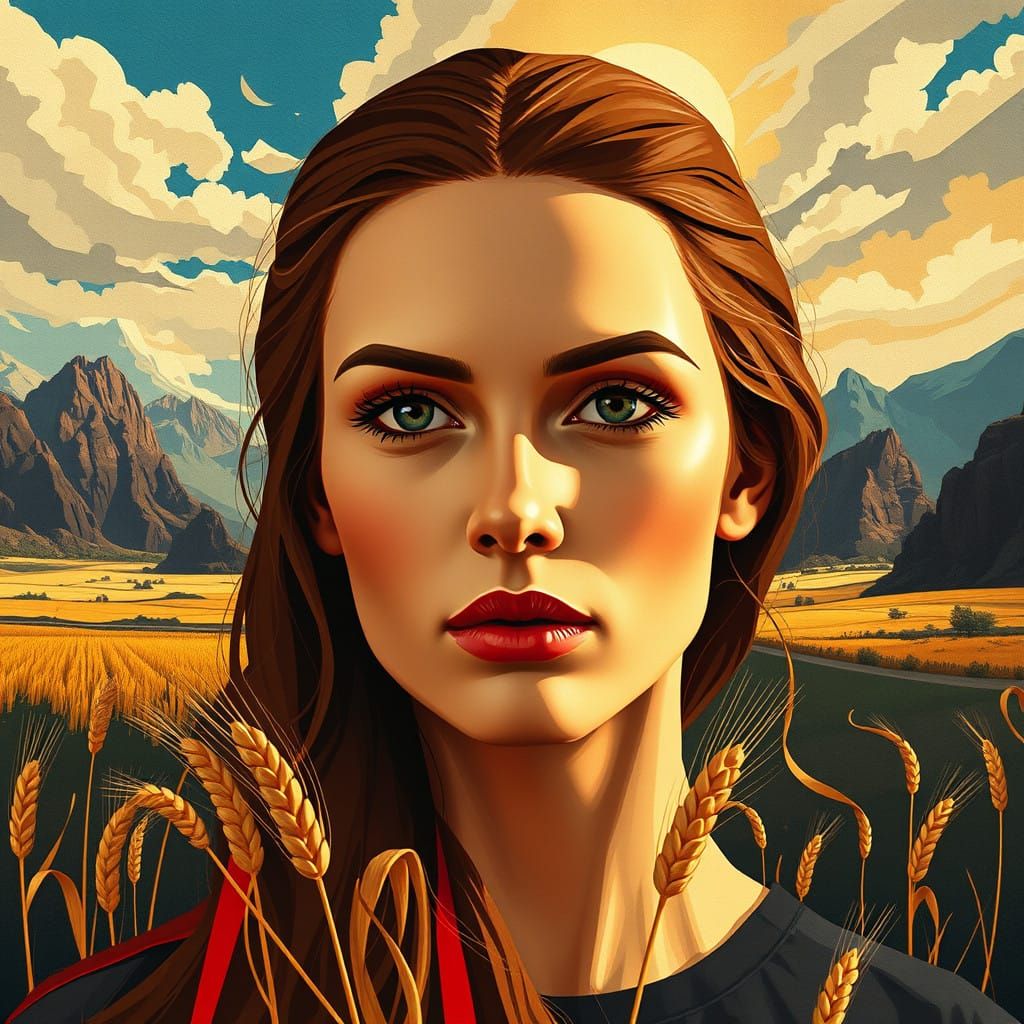 Surreal Portrait of Katarina Amidst Seasons' Clash in Soviet...