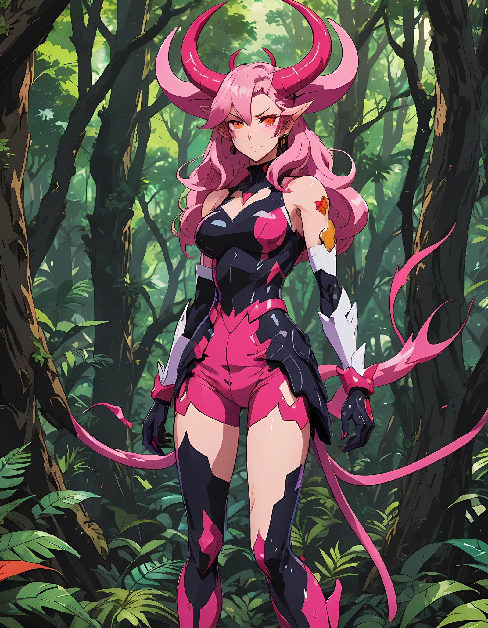 Tiefling in Jungle: Anime Style Illustration