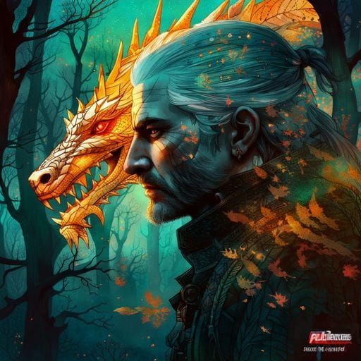 Witcher and Dragon Fantasy Battle